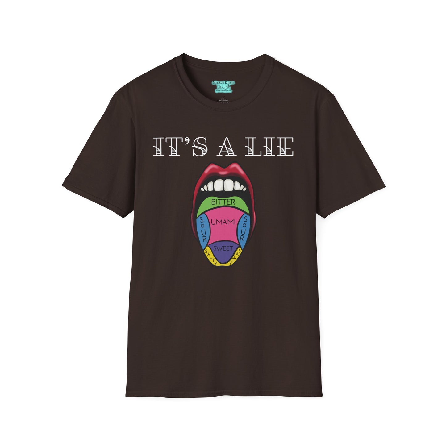 Tongue Taste Map T-Shirt, Funny Anatomy Unisex Short-Sleeve Tee, It’s a Lie Conspiracy