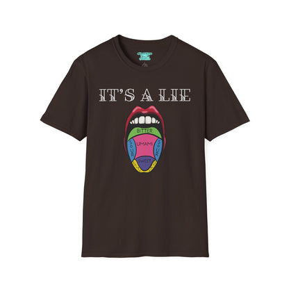 Tongue Taste Map T-Shirt, Funny Anatomy Unisex Short-Sleeve Tee, It’s a Lie Conspiracy