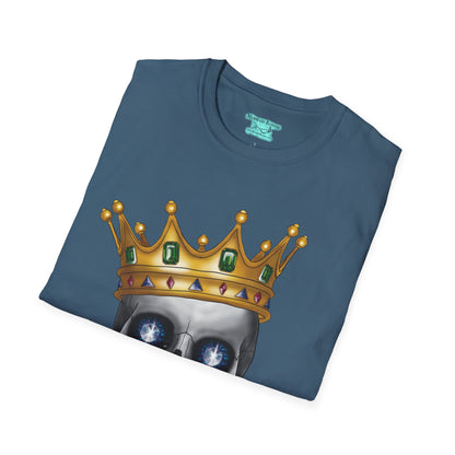 Skull in Crown T-Shirt, Gothic Skull with Gold Teeth and Gemstone Eyes, Unisex Short Sleeve