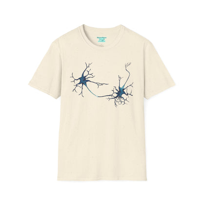Neuron T-Shirt, Synapse Illustration with Neurotransmitters, Axons, and Dendrites, Unisex Short Sleeve