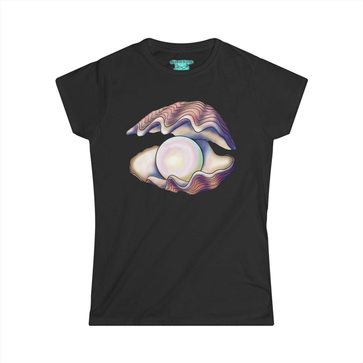 Pearl in Oyster Graphic T-Shirt, Women's Tee, Iridescent Shell Design