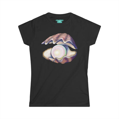 Pearl in Oyster Graphic T-Shirt, Women's Tee, Iridescent Shell Design