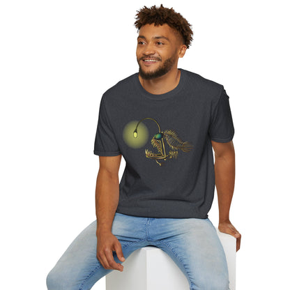 Angler Fish T-Shirt, Fish Skeleton Graphic Tee, Deep Sea Creature