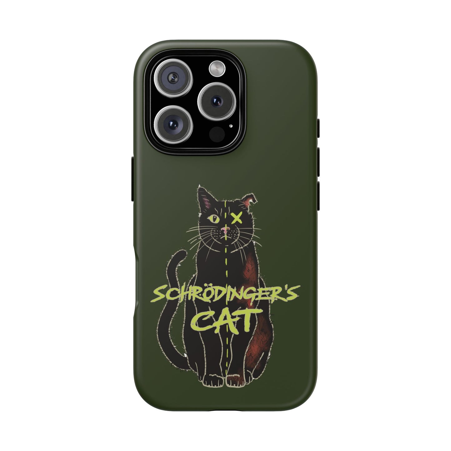 Schrodinger's Cat Phone Case, Green Physics Phone Case for iPhone, Google Pixel, Samsung Galaxy