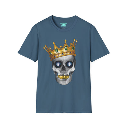 Skull in Crown T-Shirt, Gothic Skull with Gold Teeth and Gemstone Eyes, Unisex Short Sleeve