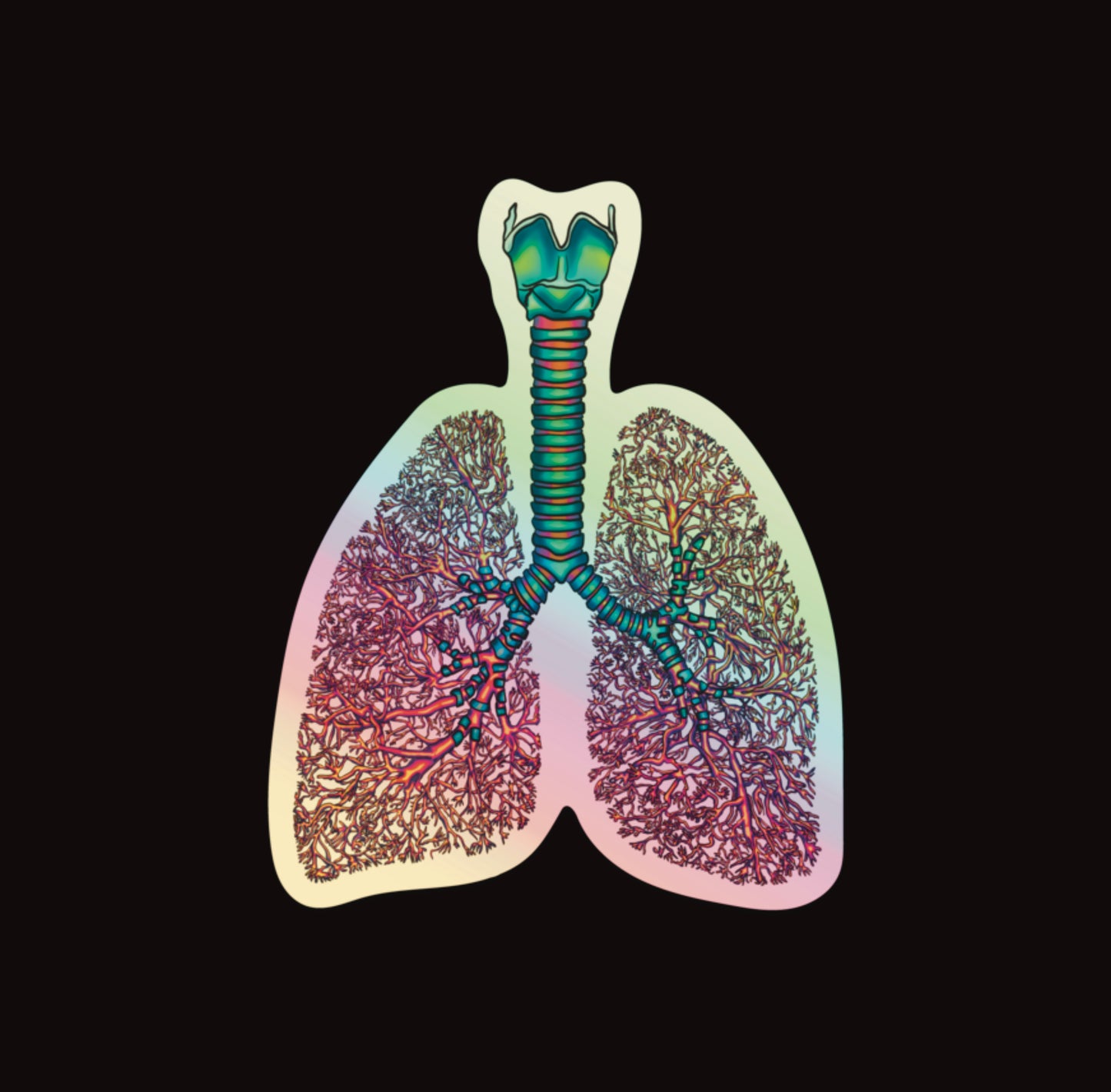 Anatomical Lung Sticker with Bronchial Tree Holographic Sticker, Respiratory Therapist, Pulmonologist, Nurse Gift, Laptop Sticker