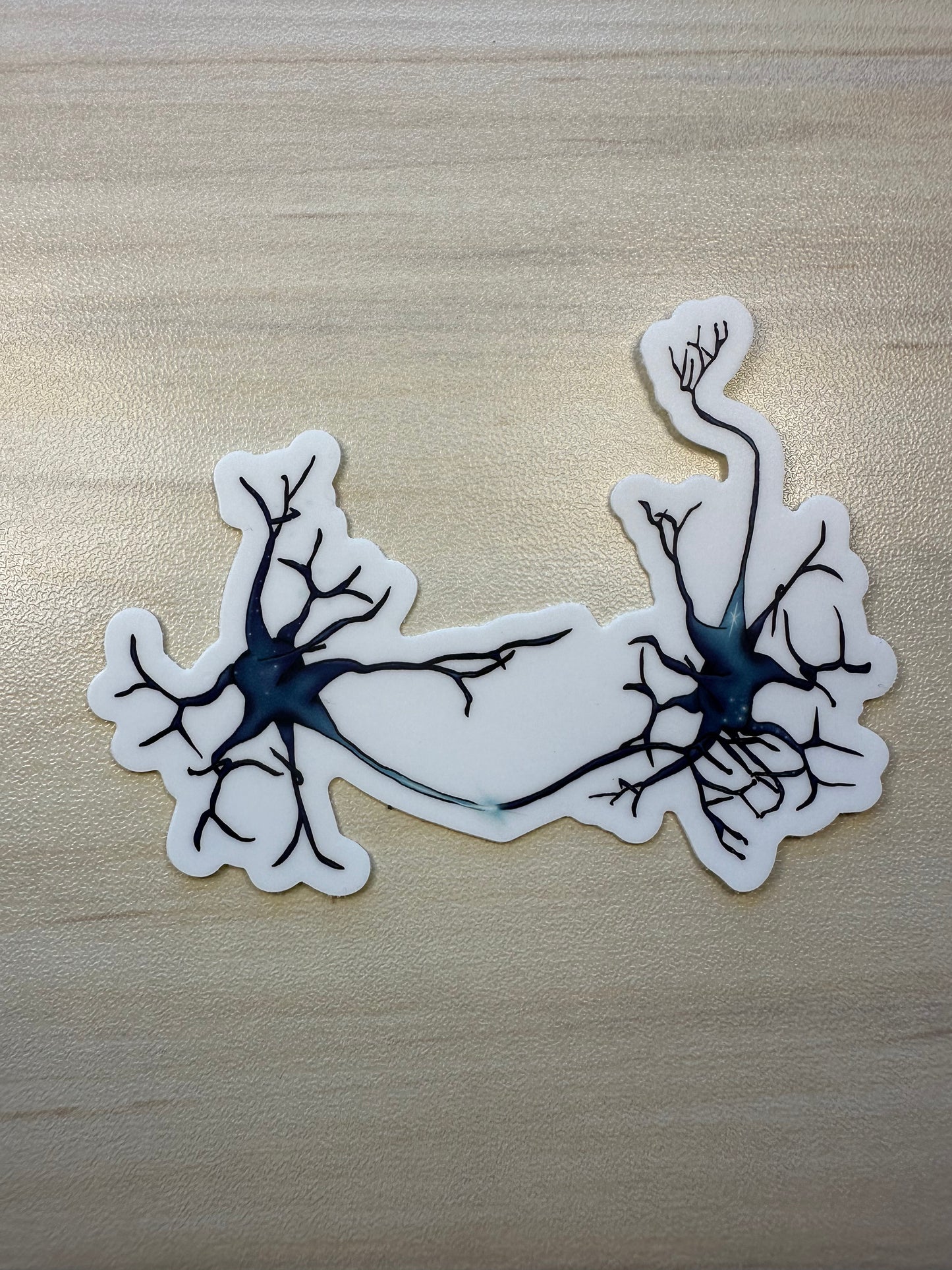 Neuron Vinyl Sticker, Synapse Decorative Sticker, White and Blue Neuroscience Decal