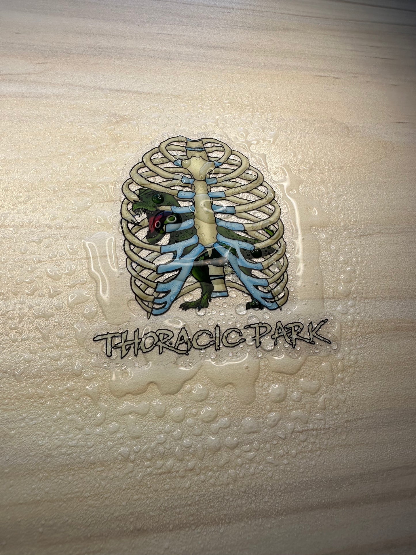 Thoracic Park Vinyl Sticker, T-Rex in Ribcage Decal, Dinosaur in Thorax, Chiropractor Sticker, Orthopedic Sticker