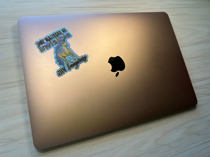 Invisible Illness Unicorn Glitter Sticker, Funny Invisible Disability Vinyl Decal, Pastel Unicorn Glitter Sticker