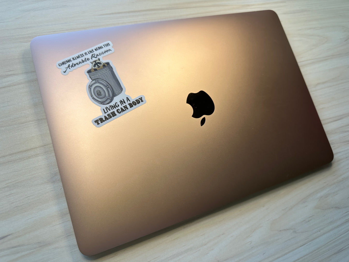 Funny Chronic Illness Vinyl Sticker, Raccoon in Trash Can Design, Invisible Illness Joke