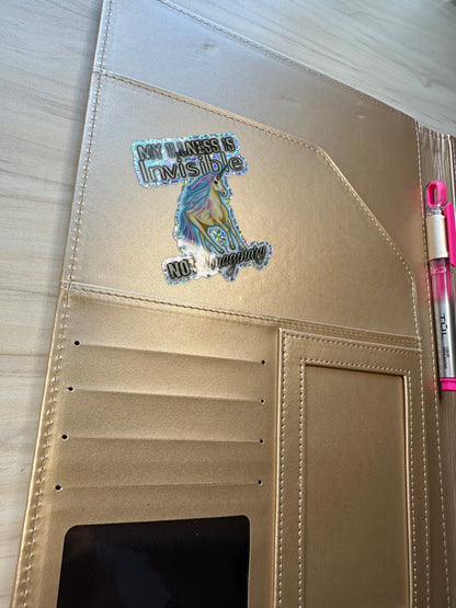 Invisible Illness Unicorn Glitter Sticker, Funny Invisible Disability Vinyl Decal, Pastel Unicorn Glitter Sticker