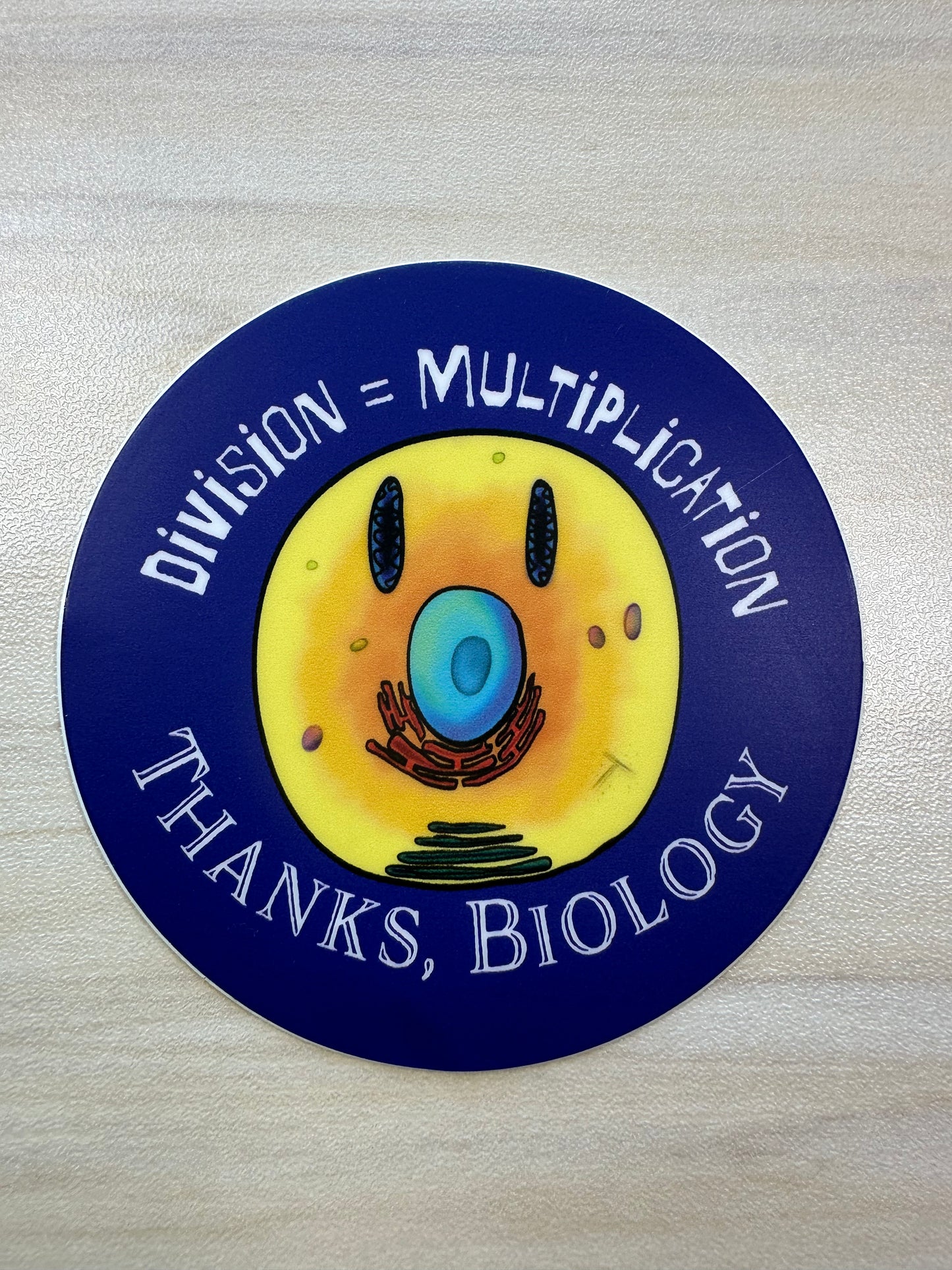 Funny Cell Biology Vinyl Sticker, Cell Division Joke, Smiley Face Biology Decal