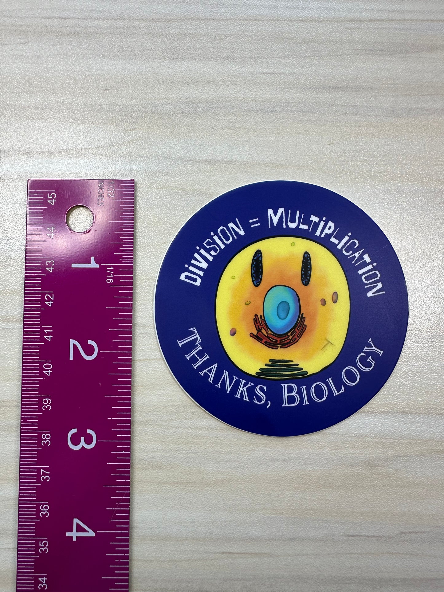 Funny Cell Biology Vinyl Sticker, Cell Division Joke, Smiley Face Biology Decal