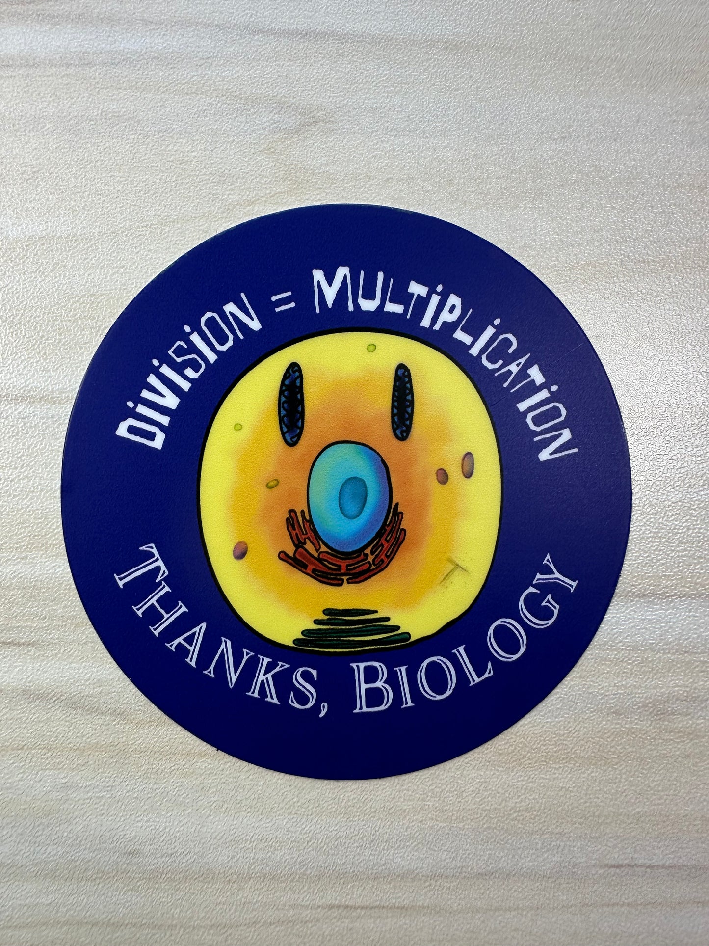 Funny Cell Biology Vinyl Sticker, Cell Division Joke, Smiley Face Biology Decal