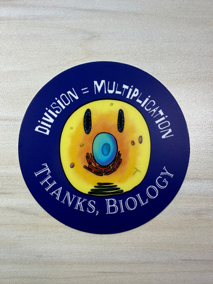 Funny Cell Biology Vinyl Sticker, Cell Division Joke, Smiley Face Biology Decal