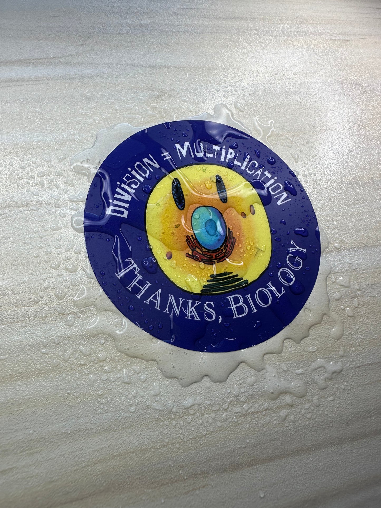 Funny Cell Biology Vinyl Sticker, Cell Division Joke, Smiley Face Biology Decal