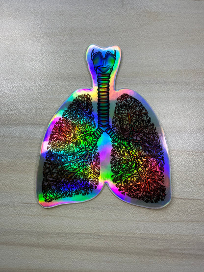 Anatomical Lung Sticker with Bronchial Tree Holographic Sticker, Respiratory Therapist, Pulmonologist, Nurse Gift, Laptop Sticker