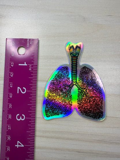 Anatomical Lung Sticker with Bronchial Tree Holographic Sticker, Respiratory Therapist, Pulmonologist, Nurse Gift, Laptop Sticker