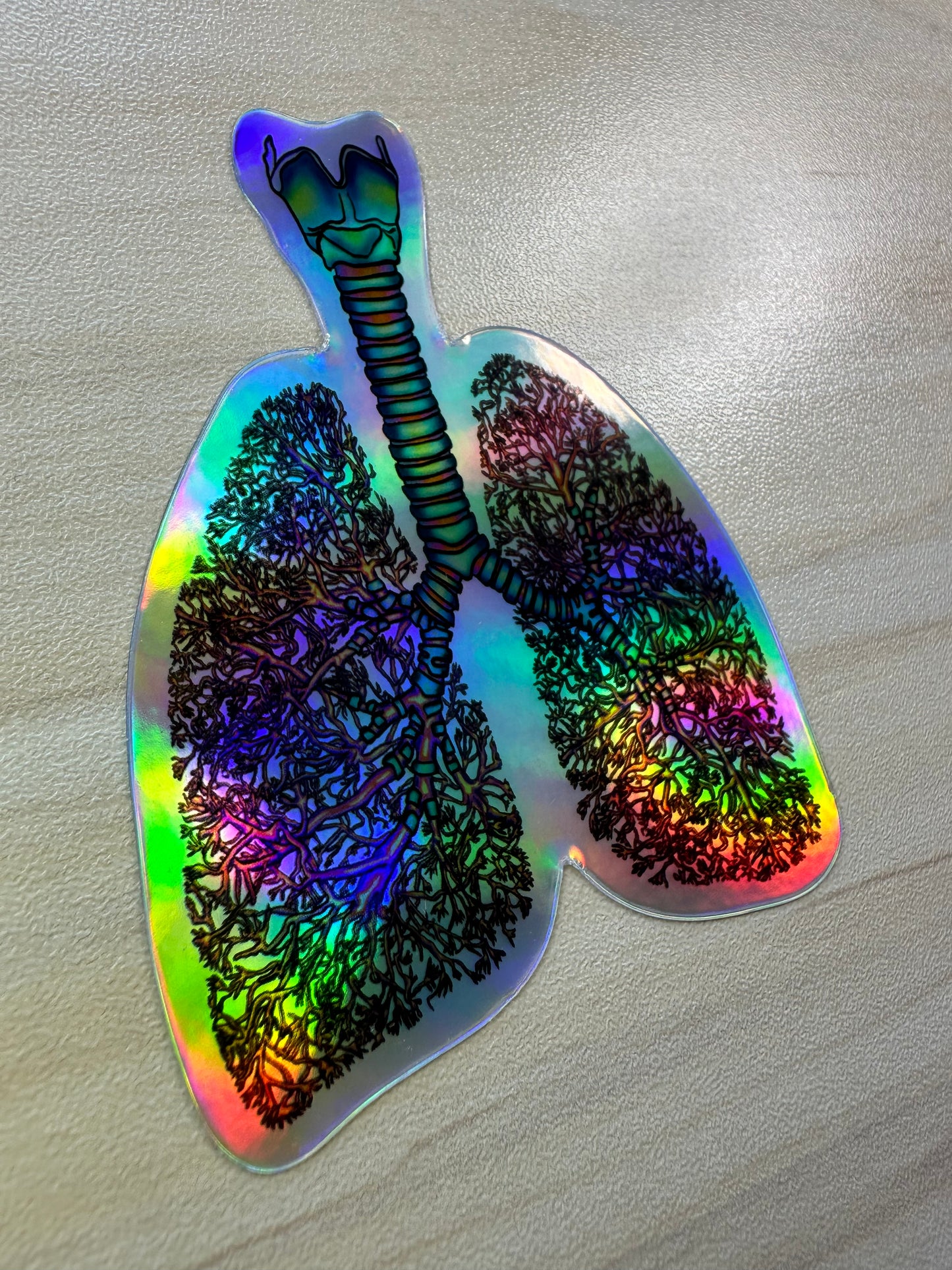 Anatomical Lung Sticker with Bronchial Tree Holographic Sticker, Respiratory Therapist, Pulmonologist, Nurse Gift, Laptop Sticker