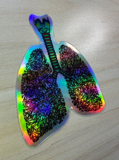 Anatomical Lung Sticker with Bronchial Tree Holographic Sticker, Respiratory Therapist, Pulmonologist, Nurse Gift, Laptop Sticker