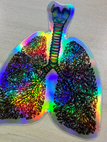 Anatomical Lung Sticker with Bronchial Tree Holographic Sticker, Respiratory Therapist, Pulmonologist, Nurse Gift, Laptop Sticker