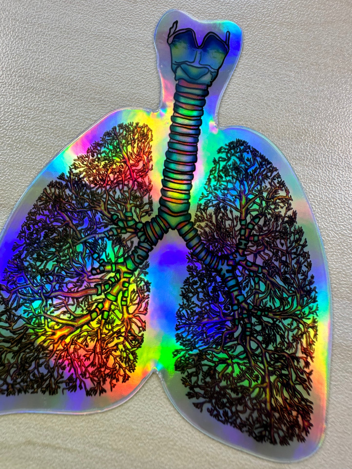 Anatomical Lung Sticker with Bronchial Tree Holographic Sticker, Respiratory Therapist, Pulmonologist, Nurse Gift, Laptop Sticker