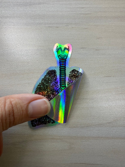 Anatomical Lung Sticker with Bronchial Tree Holographic Sticker, Respiratory Therapist, Pulmonologist, Nurse Gift, Laptop Sticker