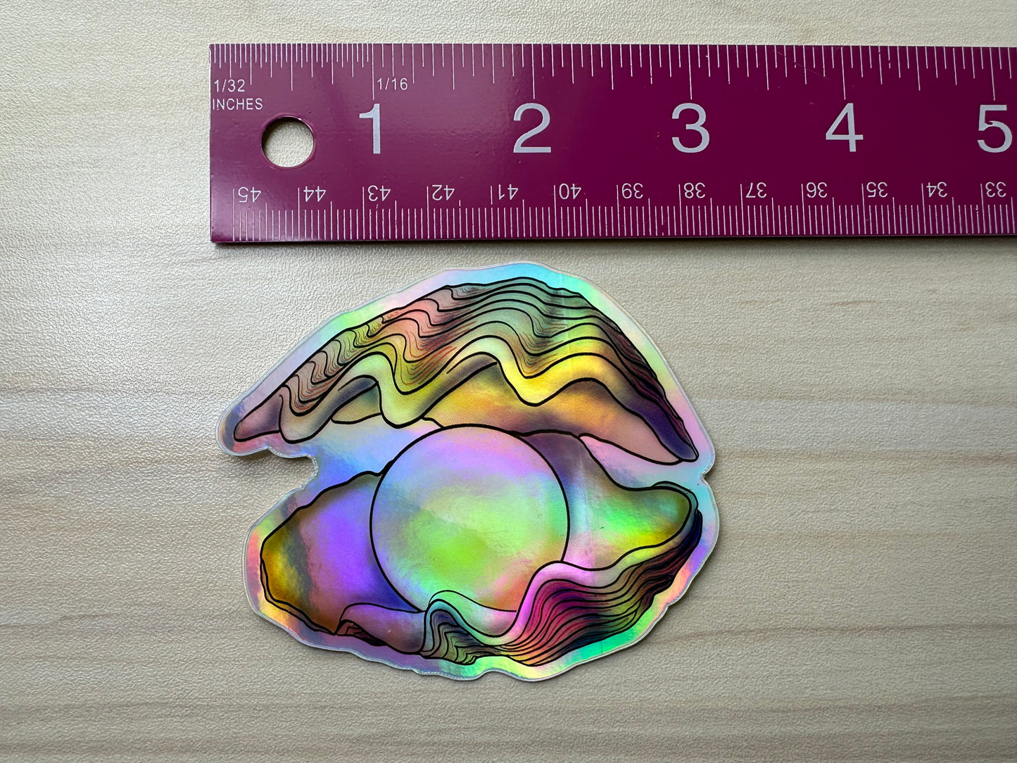 Holographic Pearl in Oyster Vinyl Sticker, Ocean Art Vinyl Decal, Nautical, Marine Biology Sticker