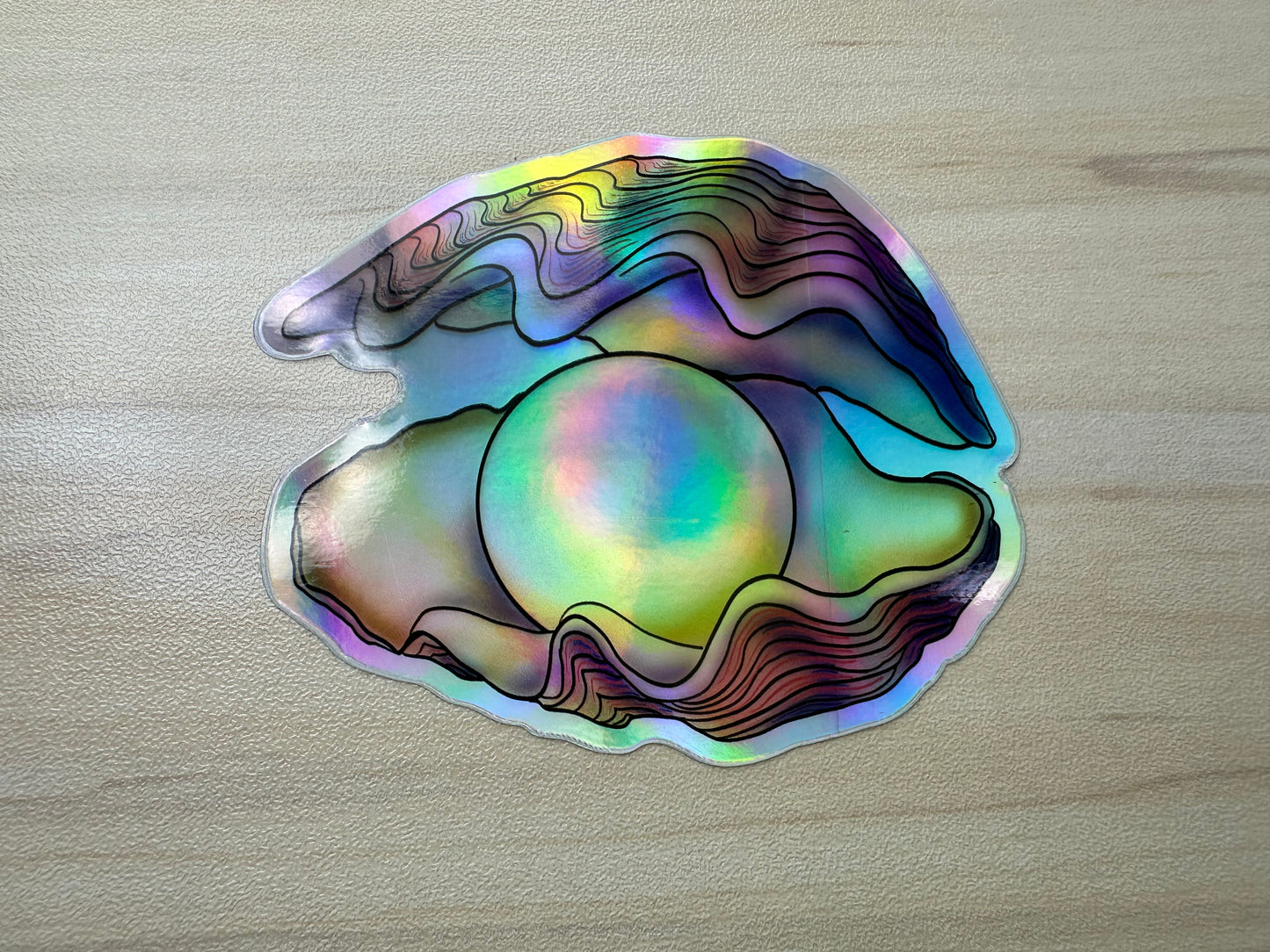 Holographic Pearl in Oyster Vinyl Sticker, Ocean Art Vinyl Decal, Nautical, Marine Biology Sticker