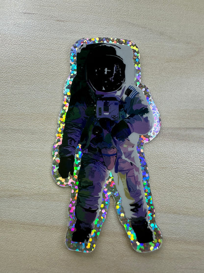Astronaut Glitter Sticker, Space Suit Vinyl Decal, Space Explorer Sticker, Astronomy Glitter Sticker