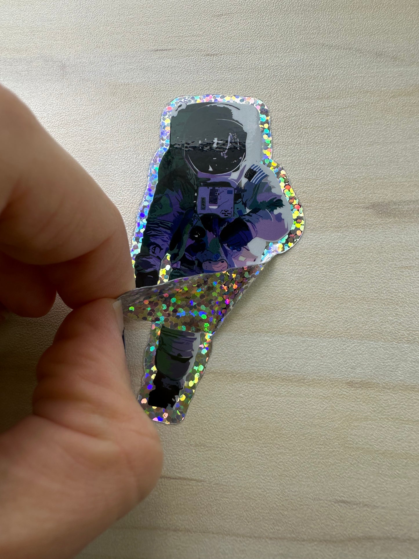 Astronaut Glitter Sticker, Space Suit Vinyl Decal, Space Explorer Sticker, Astronomy Glitter Sticker