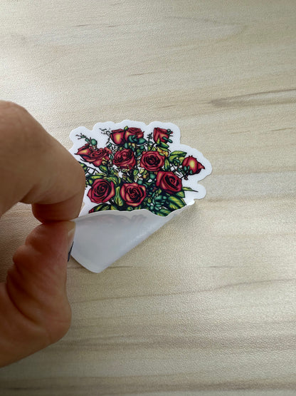 Anatomical Heart with Roses Sticker, Cardiology Vinyl Decal, Gothic Romance, Anatomy Sticker