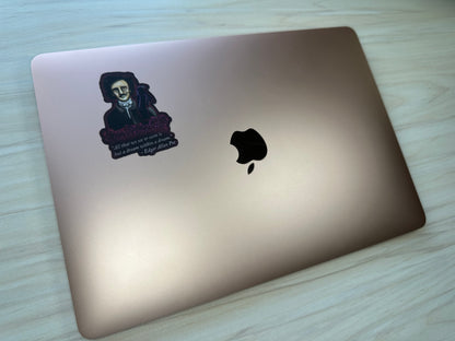 Edgar Allan Poe Sticker, Poe Quote Vinyl Decal, Gothic Literature, Raven and Roses, Dark Academia
