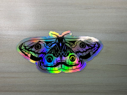 Holographic Moth Sticker, Rainbow Color Effect, Butterfly Sticker, Laptop Sticker, Waterbottle Sticker, Holographic Insect Sticker