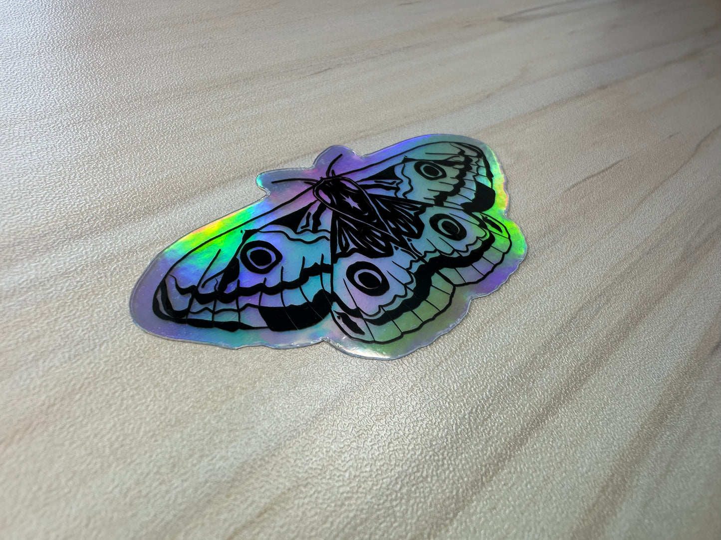 Holographic Moth Sticker, Rainbow Color Effect, Butterfly Sticker, Laptop Sticker, Waterbottle Sticker, Holographic Insect Sticker