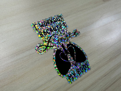 Motivational Fitness Glitter Sticker, I Workout Because I Love My Body Glitter Vinyl Decal, Heart and Lungs Graphic