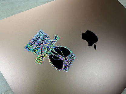 Motivational Fitness Glitter Sticker, I Workout Because I Love My Body Glitter Vinyl Decal, Heart and Lungs Graphic