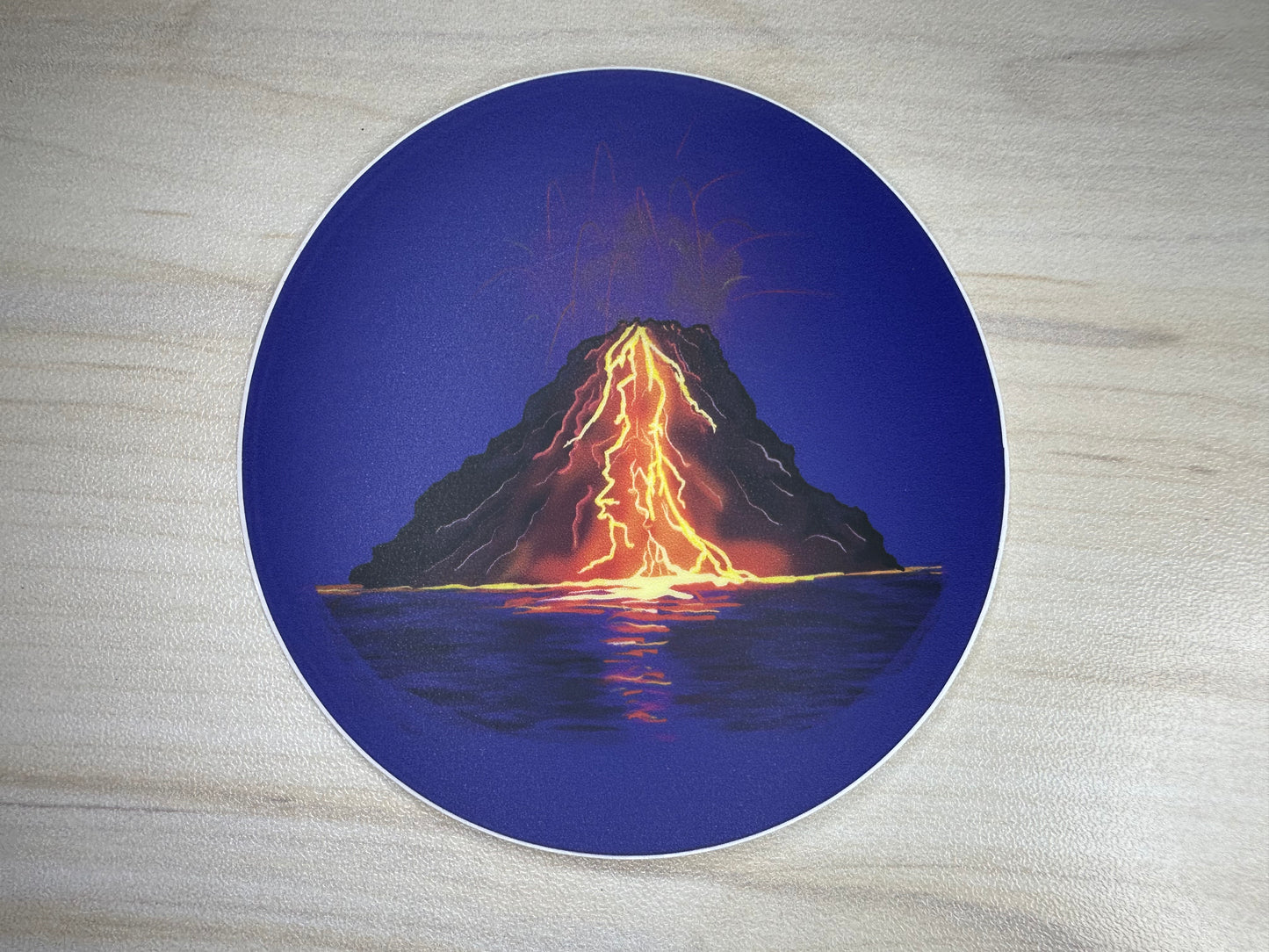 Volcanic Eruption Sticker, Volcano with Flowing Lava, Volcano Vinyl Decal