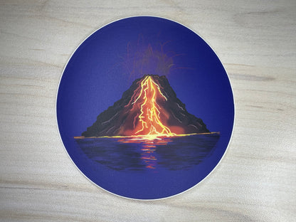 Volcanic Eruption Sticker, Volcano with Flowing Lava, Volcano Vinyl Decal
