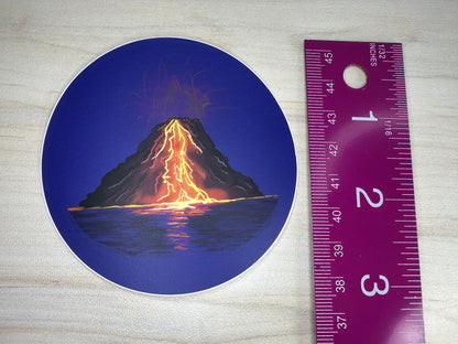 Volcanic Eruption Sticker, Volcano with Flowing Lava, Volcano Vinyl Decal