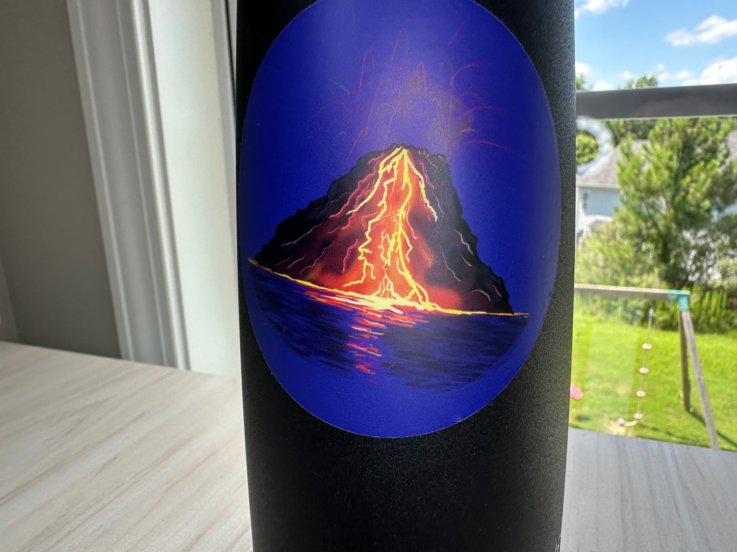 Volcanic Eruption Sticker, Volcano with Flowing Lava, Volcano Vinyl Decal