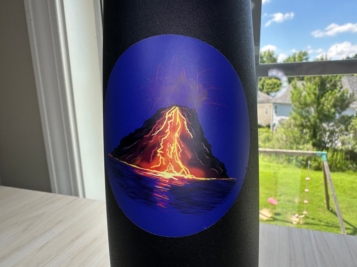 Volcanic Eruption Sticker, Volcano with Flowing Lava, Volcano Vinyl Decal