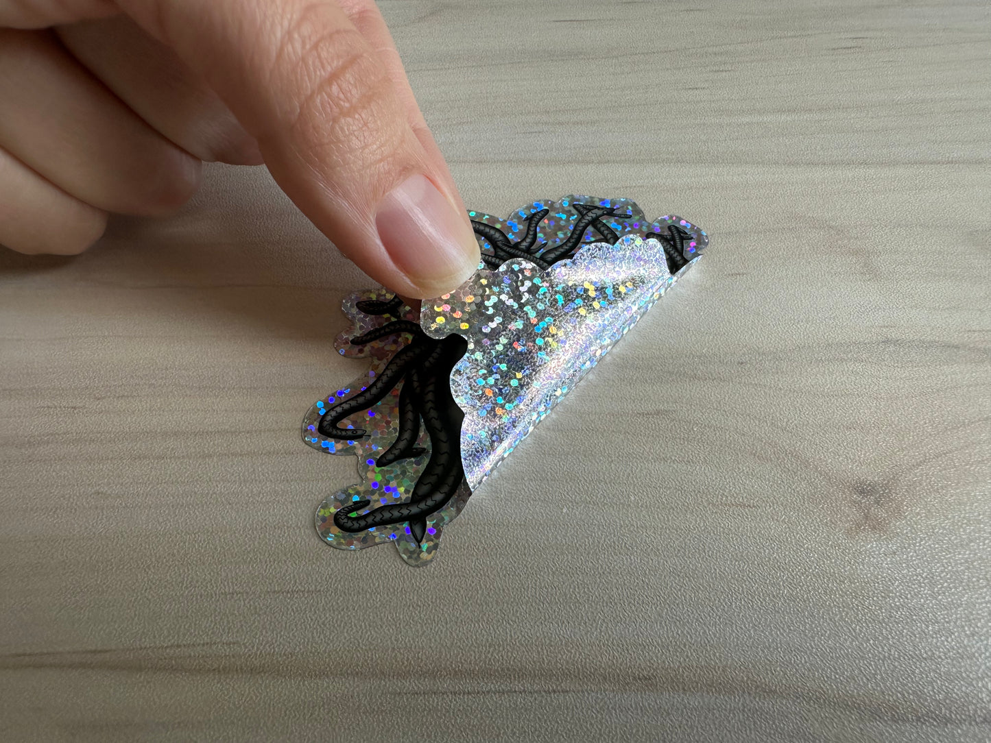 Medusa Glitter Sticker, Greek Mythology Vinyl Decal, Black and Silver Sticker, Snake Hair