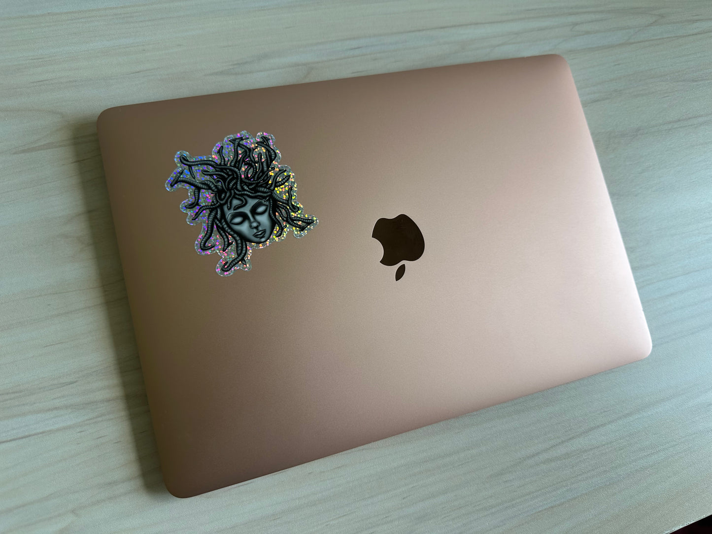 Medusa Glitter Sticker, Greek Mythology Vinyl Decal, Black and Silver Sticker, Snake Hair