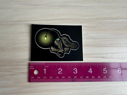 Angler Fish Skeleton Sticker, Ocean Predator Vinyl Decal, Fish Sticker