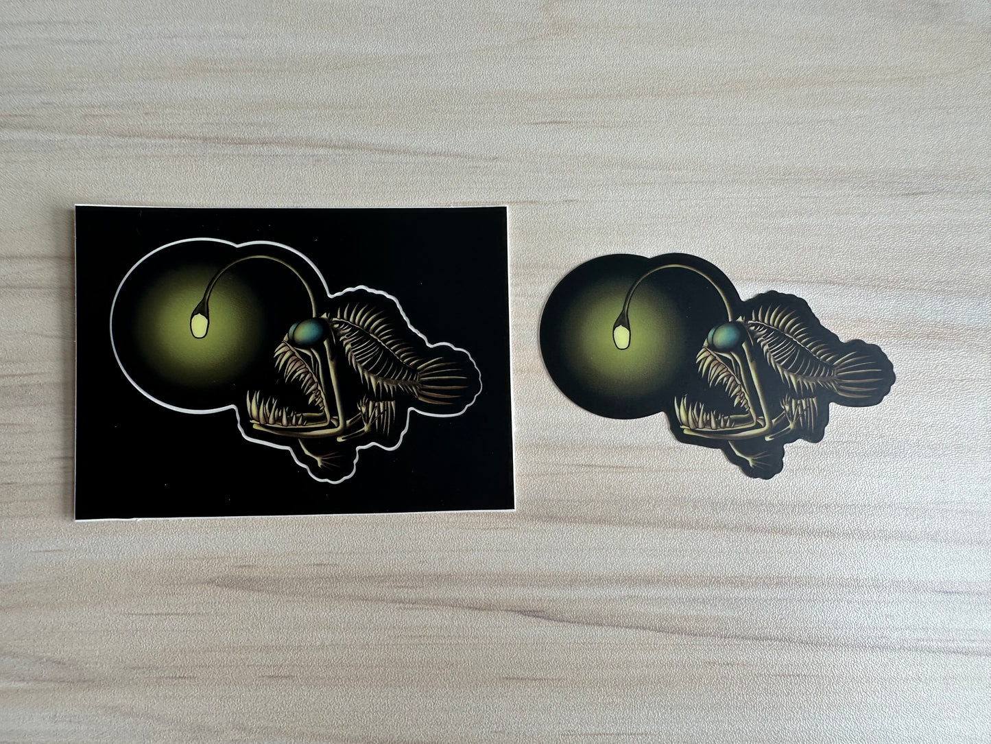 Angler Fish Skeleton Sticker, Ocean Predator Vinyl Decal, Fish Sticker