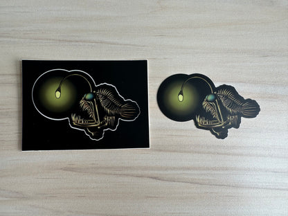 Angler Fish Skeleton Sticker, Ocean Predator Vinyl Decal, Fish Sticker