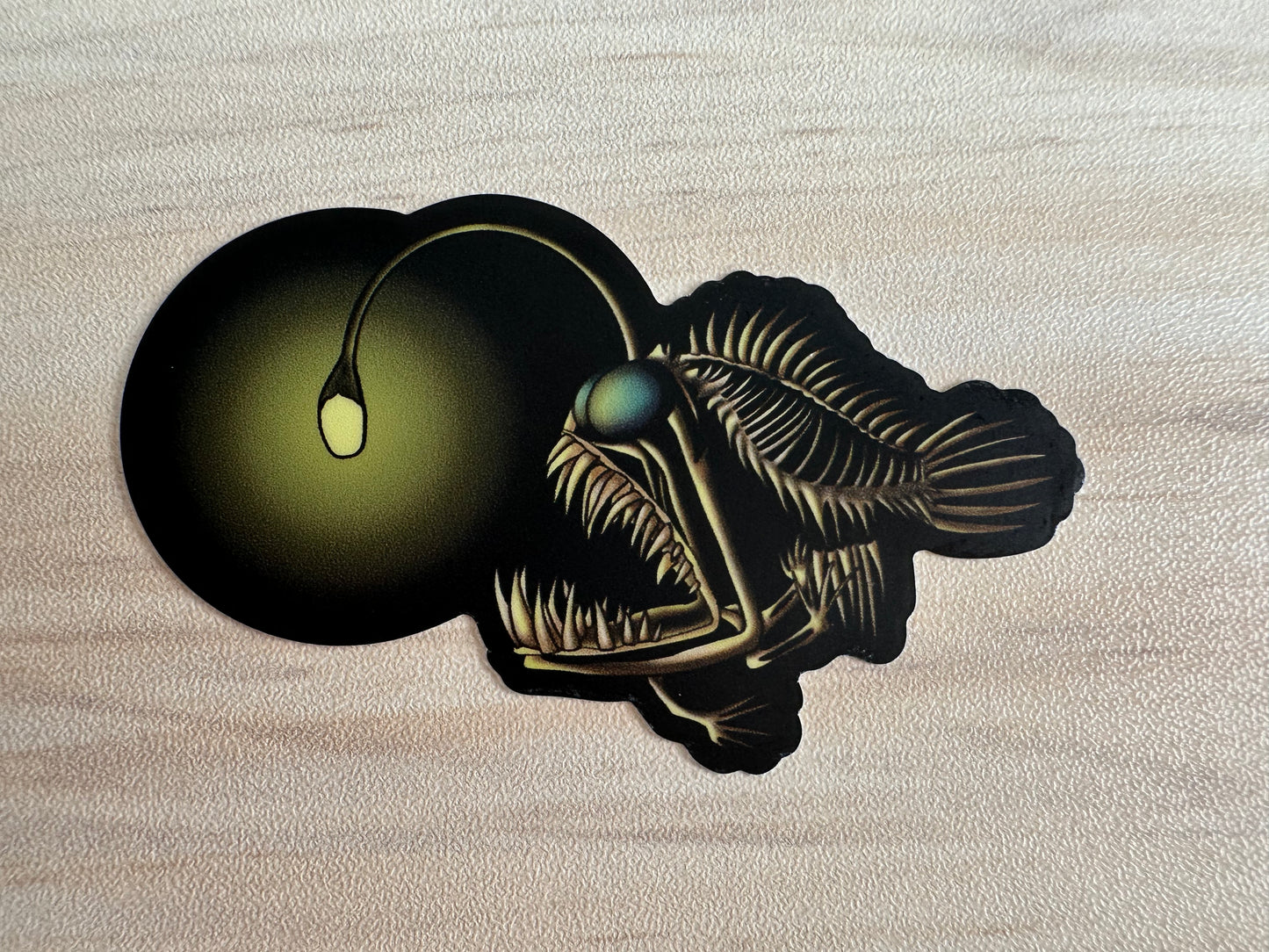 Angler Fish Skeleton Sticker, Ocean Predator Vinyl Decal, Fish Sticker