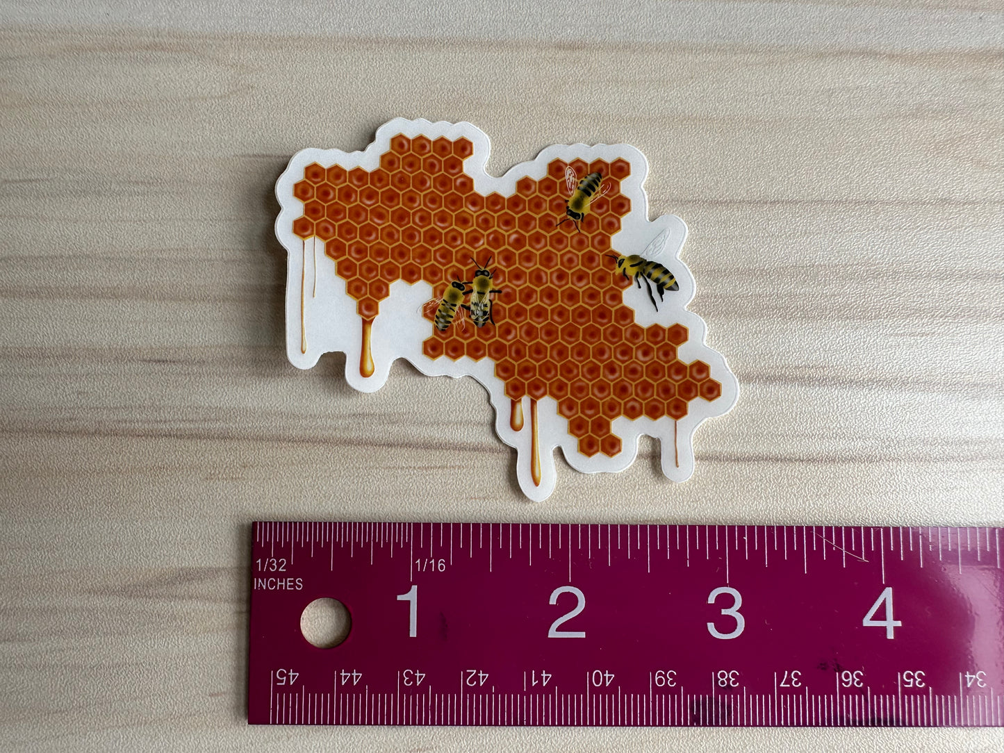 Honeybees Sticker, Honey Dripping from Honeycomb Clear Vinyl Decal, Bee Lover Gift
