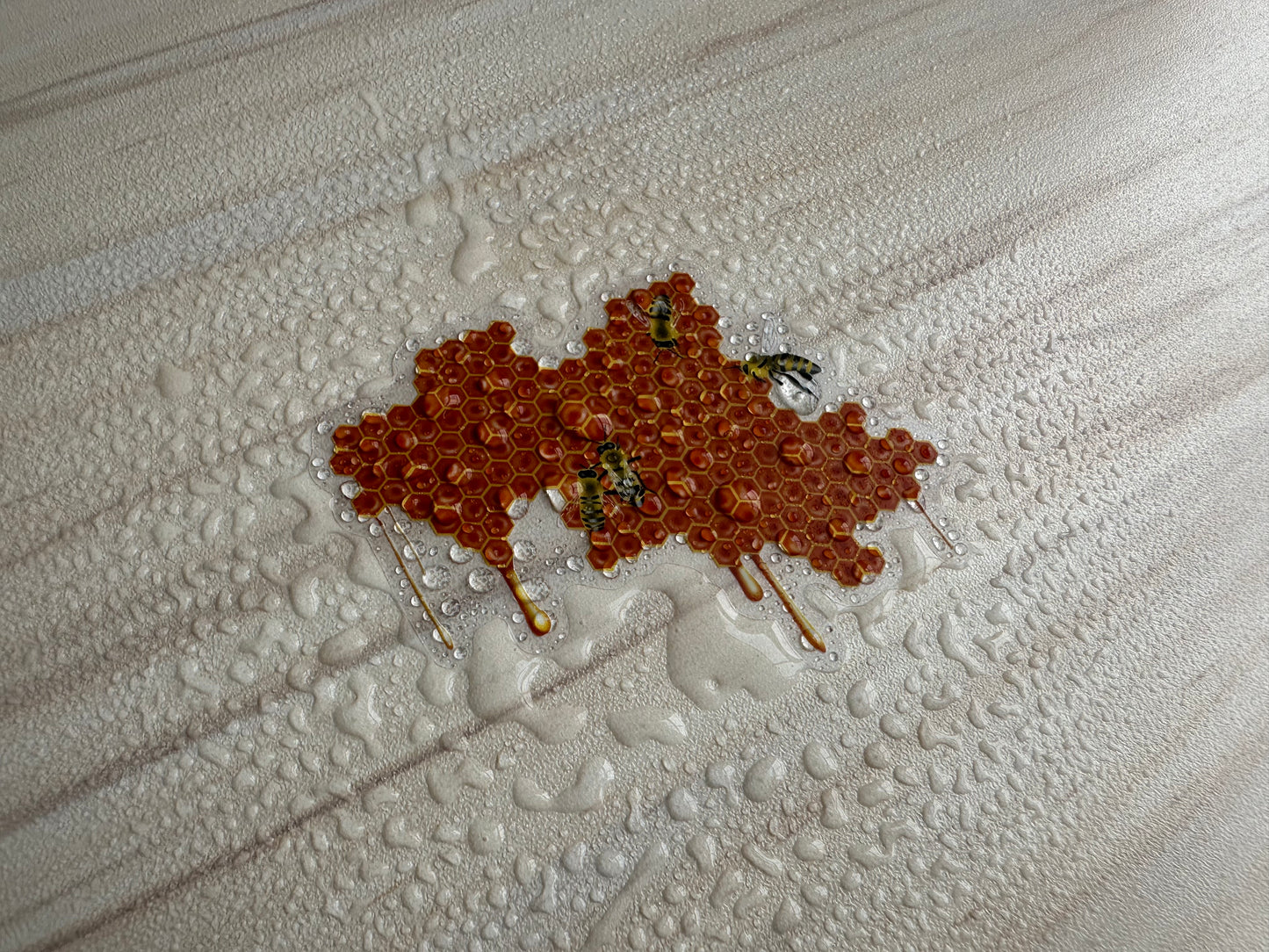 Honeybees Sticker, Honey Dripping from Honeycomb Clear Vinyl Decal, Bee Lover Gift